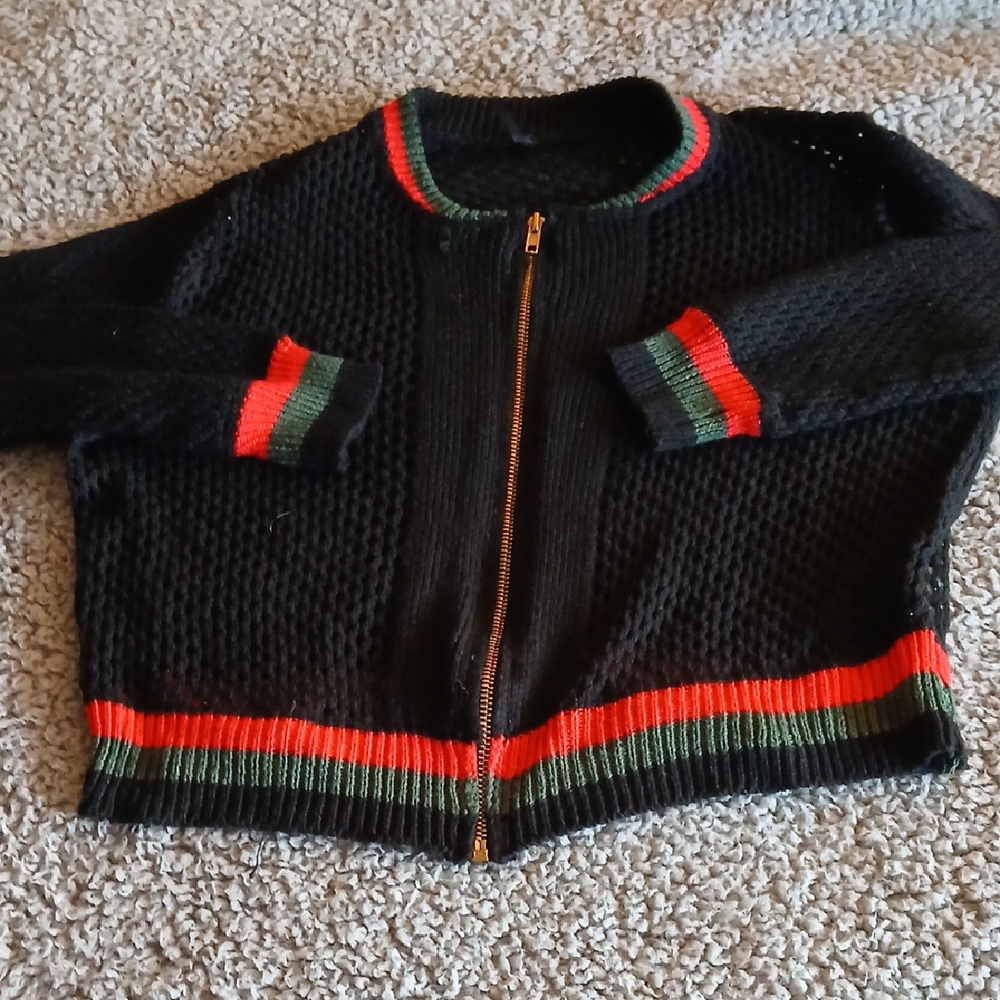Stylish Black Kids Jacket with Red and Green Accents